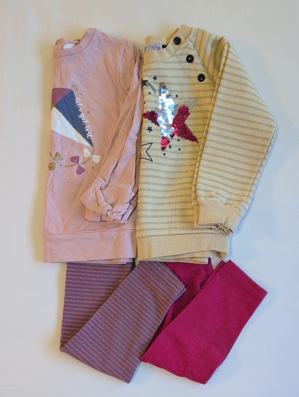 Girls 3T Coordinated Daycare Outfit Bundle 4pc Lot Cozy Sweatshirts & Leggings